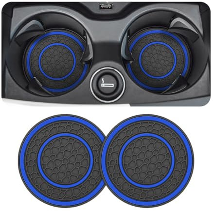 JNNJ 2 Pièces Dessous De Verre Universels pour Les Porte-Gobelets, Tapis De Tasse en Nid d'abeille pour L'intérieur du Véhicule, Verre d'eau Voiture Tapis D'insertion en Nid d'abeille(Bleu+Noir)