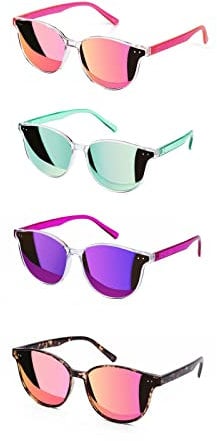 Sumato Sunglasses Womens, Cat Eye Pink Sunglasses for Women with Mirrored Trendy Lens UV400 Blocking SU0002-4P-01