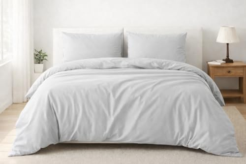Softex Royal Bettwäsche 200x200 cm Mikrofaser – 3-teiliges Bettwäsche Set, ÖKO-TEX Zertifiziert, extra weich & bügelfrei, hautfreundlich, 1x Bettbezug 200x200 + 2X Kissenbezug 80x80 cm, Hellgrau