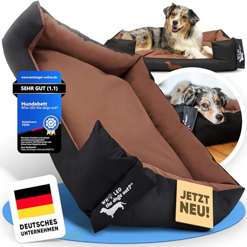 Who LED the dogs out?® Hundebett robust für große & kleine Hunde Welpen Senior [Hundebett waschbar] – Hundesofa Hundekorb Kissen hell dunkel - mittlere Hunde gepolstert - jetzt Farbe wählen