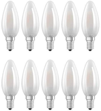 NCC-Licht 10 x LED Filament Leuchtmittel Kerzenform 4W = 40W E14 matt 470lm warmweiß 2700K