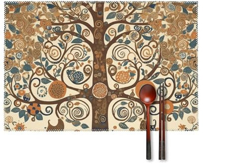 Tree of Life Placemats Set of 6 Table Mats Heat Resistant Place Mats Washable Placemat Wipeable Place Mat for Kitchen Table Outdoor Indoor Decoration