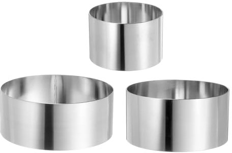 sourcing map Round Cake Ring 3/4/5 Inch Seamless Stainless Steel Pastry Mousse Dessert Ring Mirror Coating for Baking Cooking Making Tool