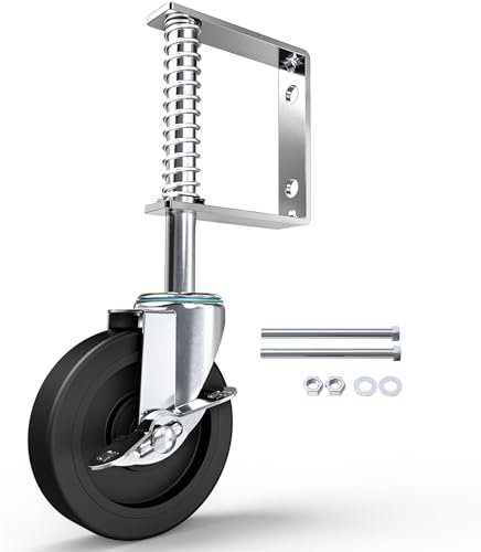 HOLKIE Torrollen 100mm, Tor Räder Torlaufrolle mit Federbelastung, 360° drehbar mit robuster Federung, ideal für Zäune, Holztore und Gartentore, Schwerlast-Torräder mit einer Belastbarkeit von 100 kg