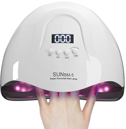 Timpou LED UV Lampe für Nägel,180W UV-Lampe für Gel-Nagellack Trockner professionelle Nagellampe, UV-Licht für Nägel mit 45 Perlen, Auto-Sensor Led Gel-Nagellampe, 4 Timer-Einstellung (BM5)