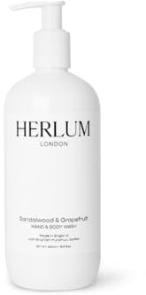 Herlum Hand & Body Wash - Luxury Formula with Murumuru Butter, Hydrates & Nourishes Skin, For Women & Men, Vegan, Palm Oil-Free, Refreshing Grapefruit & Sandalwood Scent, 500ml – Made in the UK