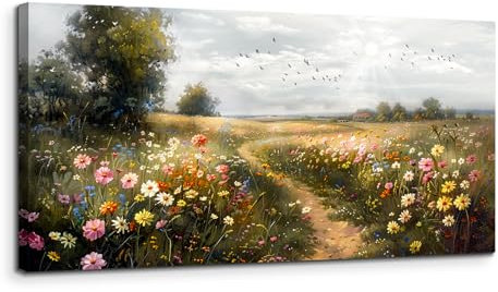 MHARTK66 Quadri Moderni Soggiorno Grandi, 50x100 cm Stampe da Parete Campagna Fiore Mare, Quadro Camera da Letto Su Tela Decorazioni Parete Bagno Cucina Ufficio Sala Da Pranzo