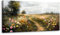 MHARTK66 Blumenmeer auf dem Land Leinwand Bilder, 50x100 cm Groß Wandbilder Wohnzimmer Bauernhof Landschaft Bild Aesthetic, Modern Wanddeko Kunstdruck Schlafzimmer Badezimmer Büro Esszimmer Küche