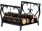 Kaminholzregal aus Eisen, schwarz, mit Bodenbelag, Haushalts-Holzregale, S-Organizer