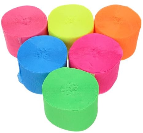 MOBUTOFU 6pcs Fluorescent Neon Balloon Streamers Festival Fans Paper Streamers Party Decorations Neon Party Supplies Glow Dark Decorations