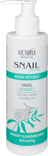 Victoria Beauty Schneckenschleim Reinigungsmilch mit Ceramiden, Reis und Centella Asiatica, Snail Face Cleansing Milk, Gesichtsreinigung mit Schnecken Extrakt, Make Up Entferner, 200ml