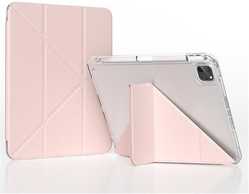 Funda para iPad Pro 11, iPad 10,2, 7.ª, 8.ª, 9.ª y 10.ª generación, funda transparente para iPad Air 6, 5, 4, 3, 10,5, 10,9, 13 y 12,9 M2 y M4, funda para lápiz, color rosa, para iPad Air 13 2024