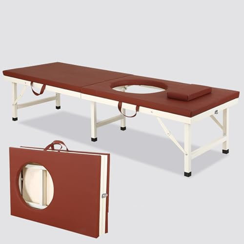 DEOPXF Massageliege Dreieckige Verstärkung Integrierte Schweißnaht Therapiebett Stabil und Wackelfrei Faltbar Leicht und Tragbar(Braun,180x70x47cm)