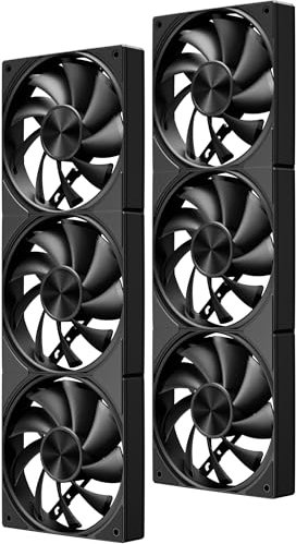 upHere U3K6 PC Fan(2 Pack)-360mm Single-Frame Case Fan, 4-Pin Low Noise 3x120mm Computer Fans, 1650 RPM Hydraulic Bearing, Silent Fan for PC Case Cooling - Black