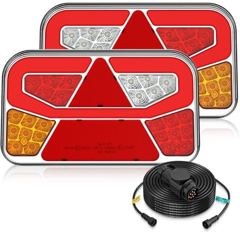 EYPINS LED Anhänger Rückleuchten Set, 12V-30 Anhänger Rücklichter 60LED mit 5m Kabel, 13-polig Anhänger Beleuchtung Bremslicht, Rückfahrlicht Wasserdicht IP65 für PKW LKW Caravan Boot Vans | E-Mark E9