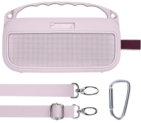 Lebakort Silicone Cover Compatible with Bose SoundLink Flex Portable Speaker (2nd Gen) comes with Shoulder Straps, Handle and Mountaineering buckle (Pink)
