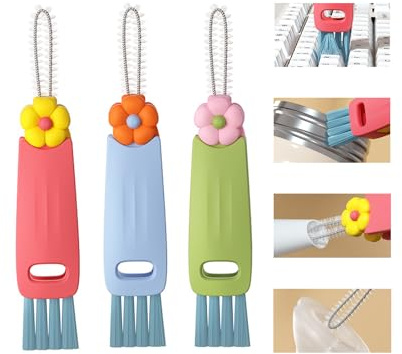 3 Stück Becherdeckel-Reinigungsbürste, Flaschendeckel Bürste 3 In 1, Cup Lid Cleaning Brush, Multifunktionale Spaltreinigungsbürste, für Verschiedene Tassen und Flaschen, Tassendeckel Lücken Bürste