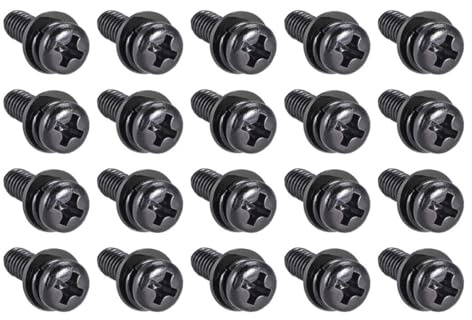 TA-VIGOR M5 Phillips Pan Head Bolt with Spring & Plain Washer 12mm 20pc | Carbon Steel Cross Round Head Machine Screws for Heavy-duty Fastening for Wood, Metal, Plastic
