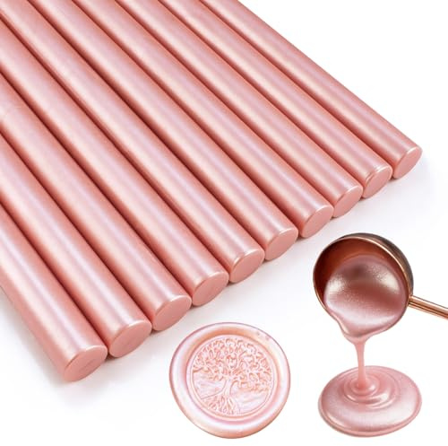 Tomgenrine Glue Gun Sealing Wax Sticks - Ideal for Wax Seals, Letters, Greeting Cards, Wine Packaging, Crafts & Wedding Invitations - 20 Pcs（Rose Gold）