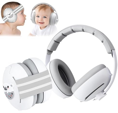 Oskuglin Cuffie antirumore per bambini, Cuffie Antirumore Neonati 2 in 1, Protezione Uditiva -25dB per Neonati e Bambini 0-48 Mesi, Fasce Regolabili e Confortevoli per Sonno, Aereo, Feste