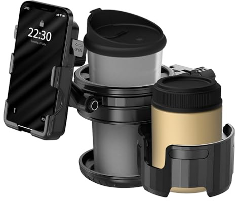 3 in 1 Getränkehalter Kinderwagen Set, mit 360 Grad drehbarem Ball Handy Halter und 2 in 1 getränkestände, sicher und stabil getränkeblecherhalter für Kinderwagen, Fahrräder, Motorräder