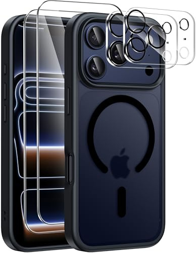 ivencase Magnetisch Hülle für iPhone 17 Pro Max, Schwarz | für Mag Safe mit Kameraschutz und Schutzfolie Hard PC Militärnorm Schutz Transluzente Handyhülle