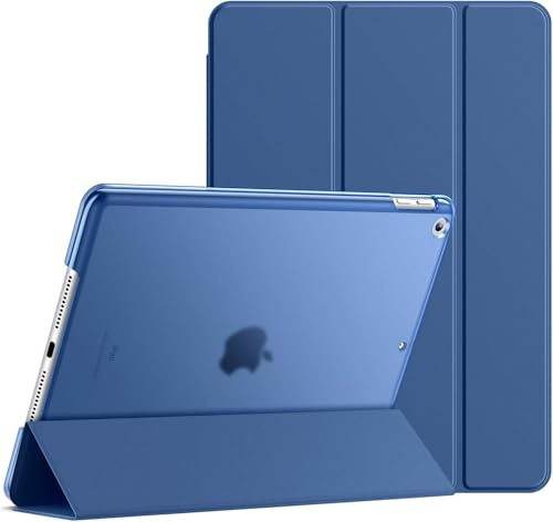 TXWLLIU Hülle für iPad 10,2 Zoll 9./8./7. Generation 2021/2020/2019, Dreifach Gefaltete Schutzhülle, Schlanke Durchscheinende Mattierte Rückseite Schutzhülle mit Auto Wake/Sleep, Dunkelblau