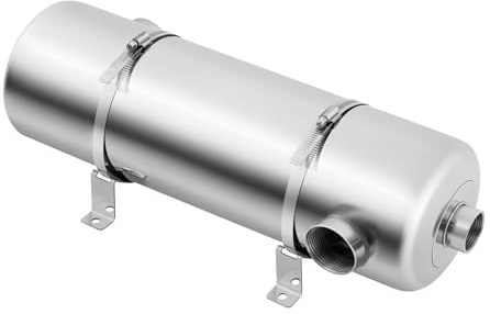 Babeenoo 60KW Edelstahl Schwimmbadwärmetauscher Freistehend Warmwasserfluss Poolwärmetauscher Edelstahl Pool Heizung Max 110℃ Wärmetauscher Poolheizung für Spa, Schwimmbad, Pool