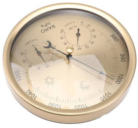 HYTROVE Multifunktionale Hygrometer Aluminiumlegierung Thermometer aus and with 3 in 1 Wetterstation mit Barometer Pmma Zifferblatt Typ mit Indikator für Wettervorhersage im Außenbereich