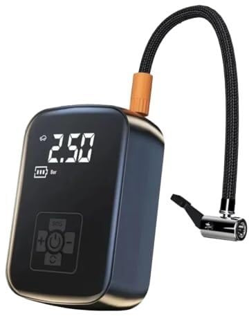 Rechargeable Car Tyre Inflator, Cordless Air Compressor Pump | Real-Time Pressure Monitoring, Preset Stop Function and Built-In LED for Home, Garage and Roadside Tyre Inflation