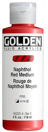 Golden Acrylic: Acrílico Fluido: 119ml. (Botella) Rojo Naphthol Medio