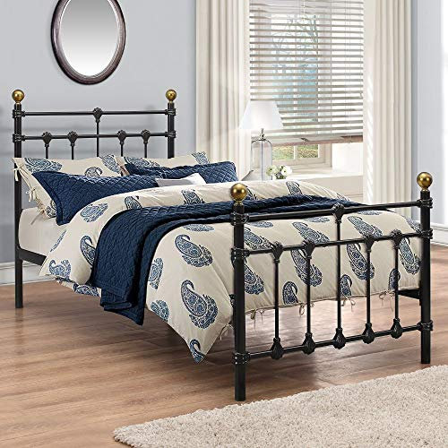 Happy Beds Atlas 3' Single Size Traditional Styled Black Finished Metal Bed Frame