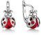 butterfly Mädchen Silber-Ohrringe Sterling-Silber 925 rot Marienkäfer Satin-Beutel Kinderschmuck Geschenke