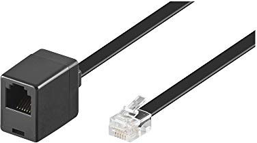 Wentronic – Cable alargador Modular (Conector RJ12 de 6 pines macho a hembra, 6 m), color negro