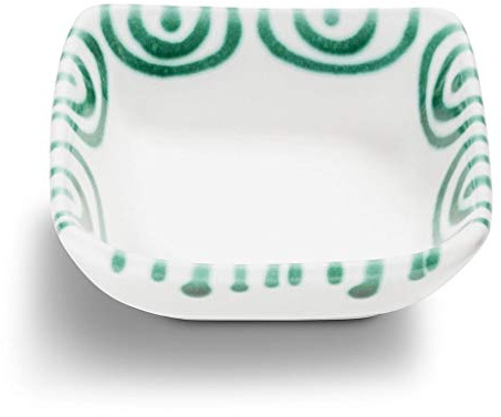 GMUNDNER KERAMIK Schälchen quadratisch Grösse: l= 9 cm x b= 9 cm x h= 3.4 cm Grüngeflammt Geschirr, handgemacht in Österreich