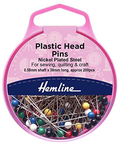Hemline Coloured Plastic Headed Pins, 34mm, Value Pk of 200