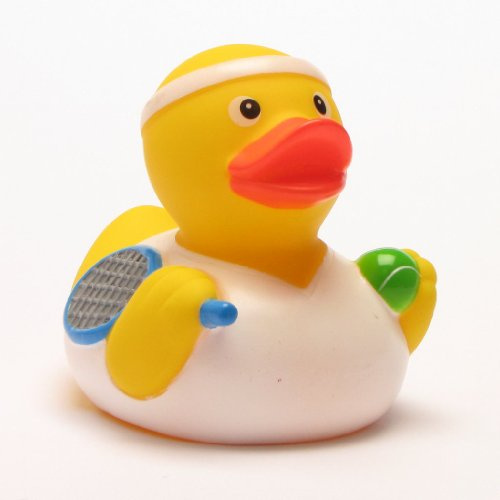 Duckshop I Badeente Tennis I Quietscheente I Quietscheentchen L: 8,5 cm I Geschenk für Sportler I Präsent für Sammler