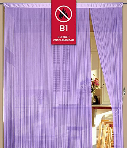 Kaikoon Fadenvorhang Fadenstore B1 schwer entflammbar 150 cm x 300 (BxH) cm Flieder