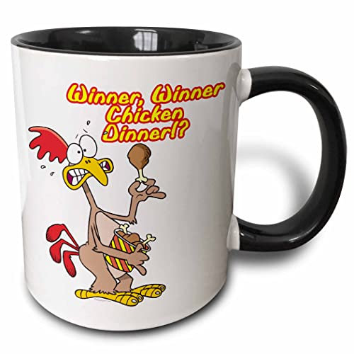 3dRose Winner Chicken Dinner Irony Humor Zweifarbige Tasse, Keramik, schwarz/weiß, 11 oz