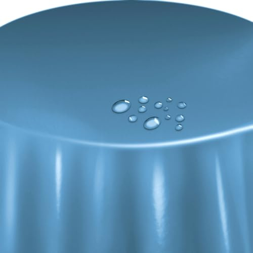 Lacktischdecke Wachstuch Wachstischdecke Hellblau Rund 90 cm abwaschbare Tischdecke, Gartentischdecke, wasserabweisend