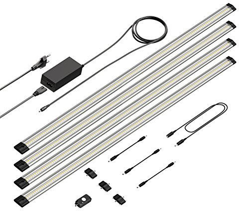 parlat LED Unterbau-Leuchte Siris, Bewegungsmelder, flach, je 90cm, je 1044lm, weiß, 4er Set