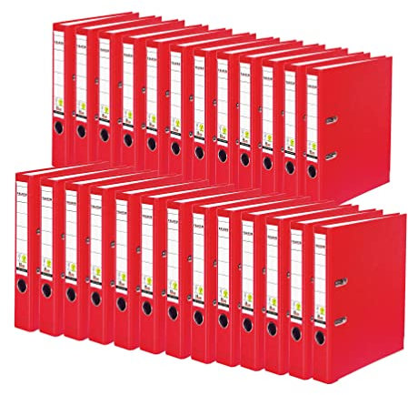 Original Falken 25er Pack PP-Color Kunststoff-Ordner. Made in Germany. 5 cm schmal DIN A4 rot Ringordner Vegan Aktenordner Briefordner Büroordner Plastikordner Schlitzordner