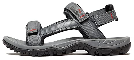 Peter Storm Men's Saunton II Sandals with Adjustable Straps, Grippy Rubber Sole & Nubuck Leather Upper, Summer Footwear (Grey, UK Footwear Size System, Adult, Men, Numeric, Medium, 8)