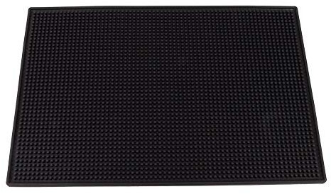 Dessous de verre en PVC - Tapis de bar carré en caoutchouc épais antidérapant - Tapis anti-gouttes pour tasse à thé - Imperméable - Tapis de bar de cuisine (taille L, noir)