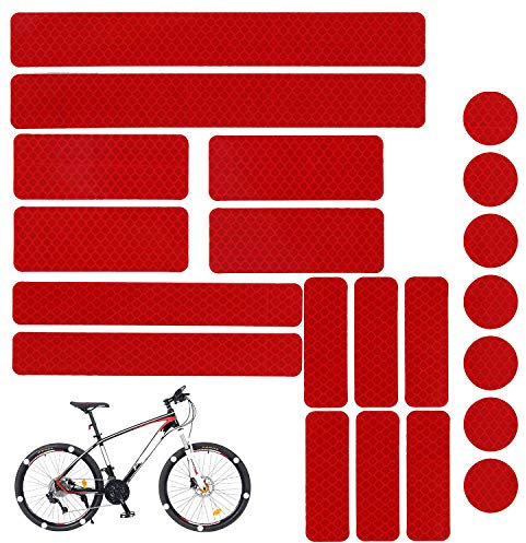 Reflektierende Aufkleber, wasserdicht, selbstklebend, für Motorrad, Helme, Fahrräder, Kinderwagen, Rollstühle, Rennwagen, LKW, Roller, Abzeichen, Spielzeug, Tür, Nachtsichtsicherheit, 21 Stück (rot)