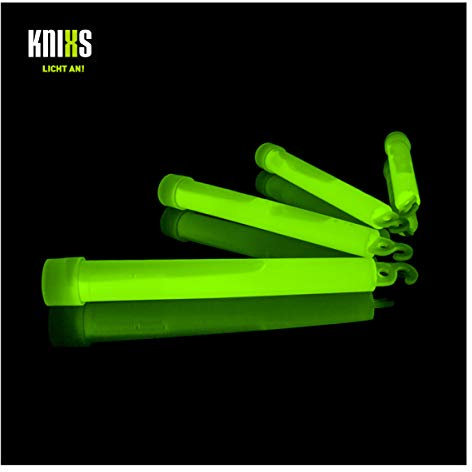KNIXS 25er Pack Power-Knicklichter/Knicklicht (15cm) inkl. Spezialhaken und Befestigungsband - grün Leuchtend für Party, Festival, Outdoor oder als Dekoration
