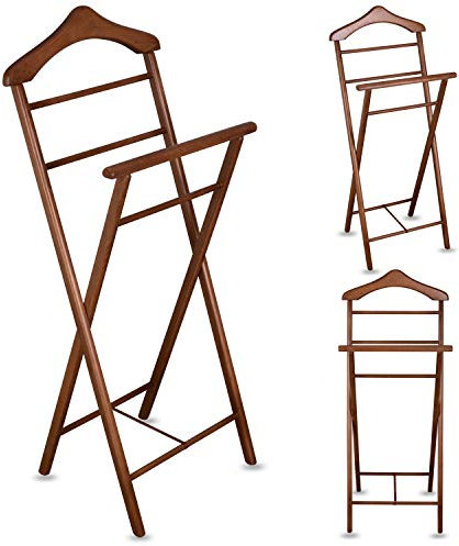 Staboos 3er Set Stummer Diener aus Massiv Holz - klappbarer Herrendiener und Butler - fertig montierter Damendiener Kleiderständer in 3 Farben (Nussbaum)