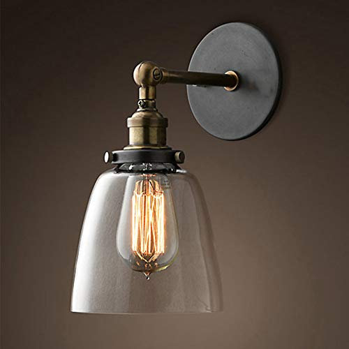 Mengjay Applique Murale Intérieur E27 Lampe Industrielle Vintage Ombre En Verre Wall Light Luminaire Réglable Éclairage Cuisine Salle à Manger Salon Chambre Restaurant Bar Étude