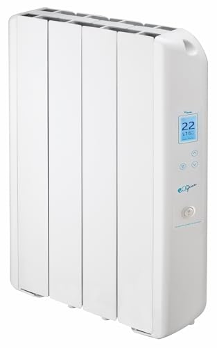 Farho Radiador Eléctrico de Inercia de Fluido Programable 1000W. Display visible. Bajo consumo. Termostato digital. 20 Años de Garantía. Elementos Eco Green Ultra Wi-Fi 06. Fabricado en España.