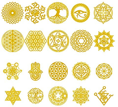 Ocobudbxw 20Pcs Heilige geometrische Kupfer Orgonit Aufkleber Blume Leben Baum DIY Energieturm Pyramide Material Epoxidharz Kunsthandwerk